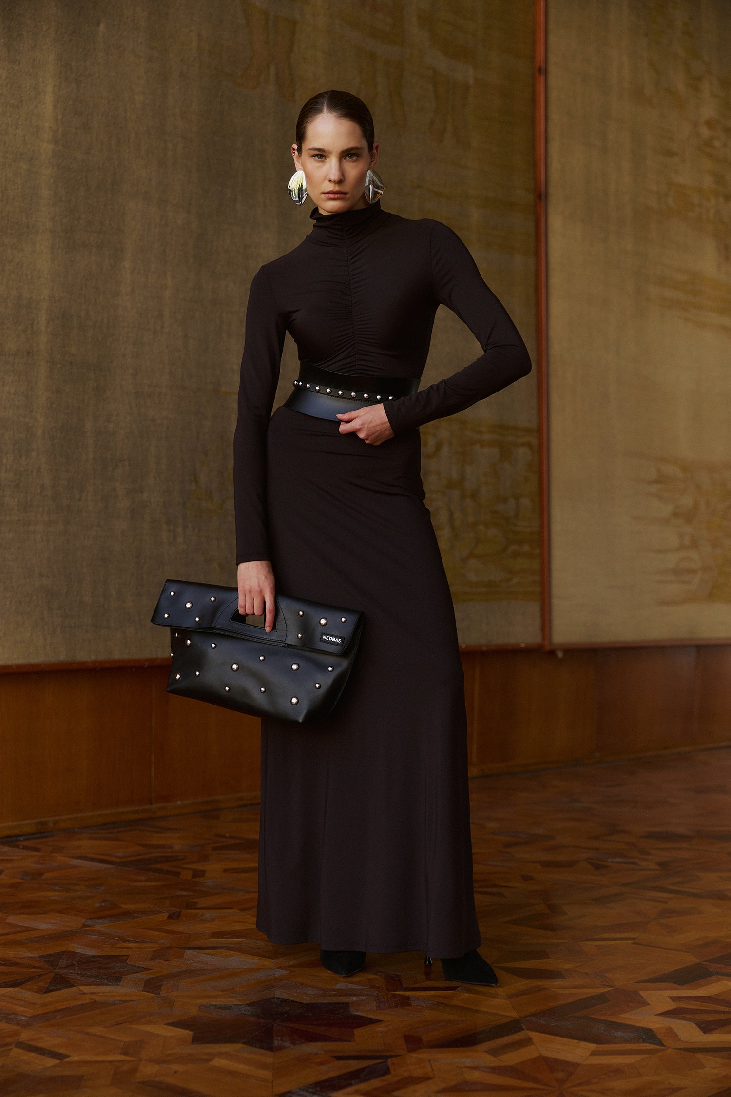 Bag Rignon Mini with Half-Sphere Metal Studs Black
