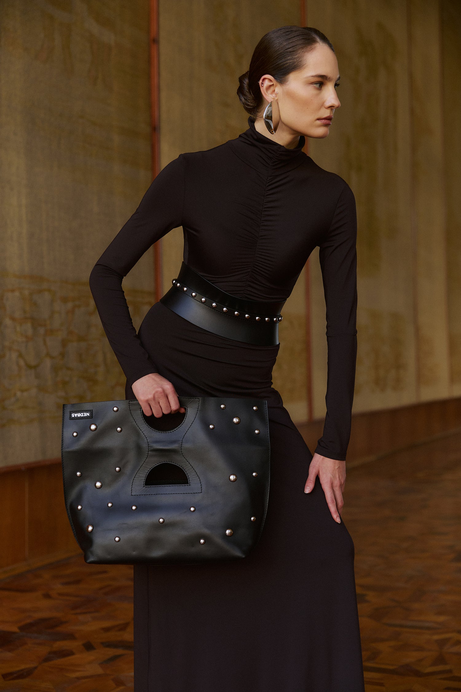 Bag Rignon Mini with Half-Sphere Metal Studs Black