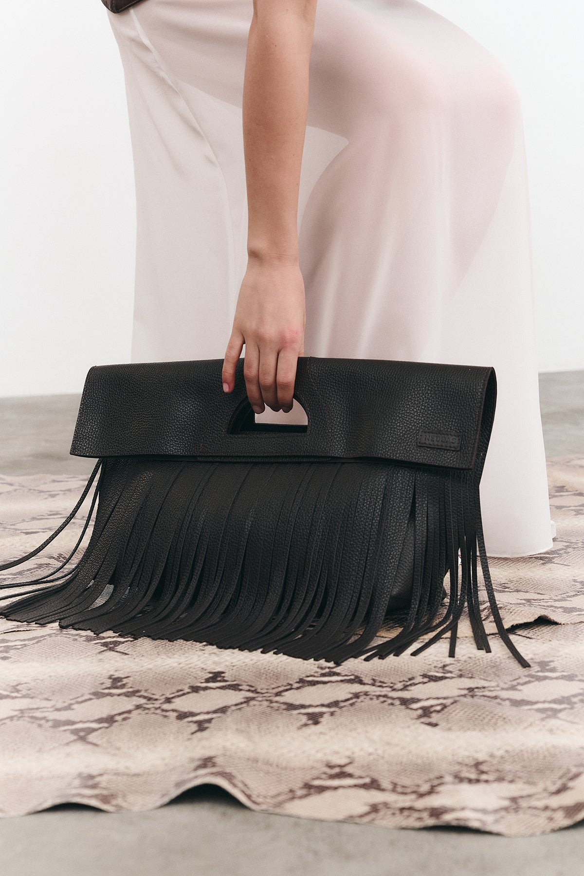 Bag RIGfringe Mini Chocolate Textured Leather