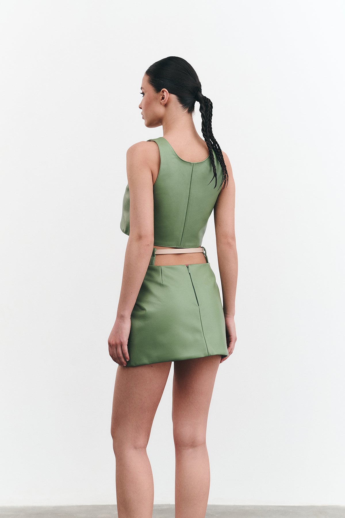 Skirt THEA with Belt Green