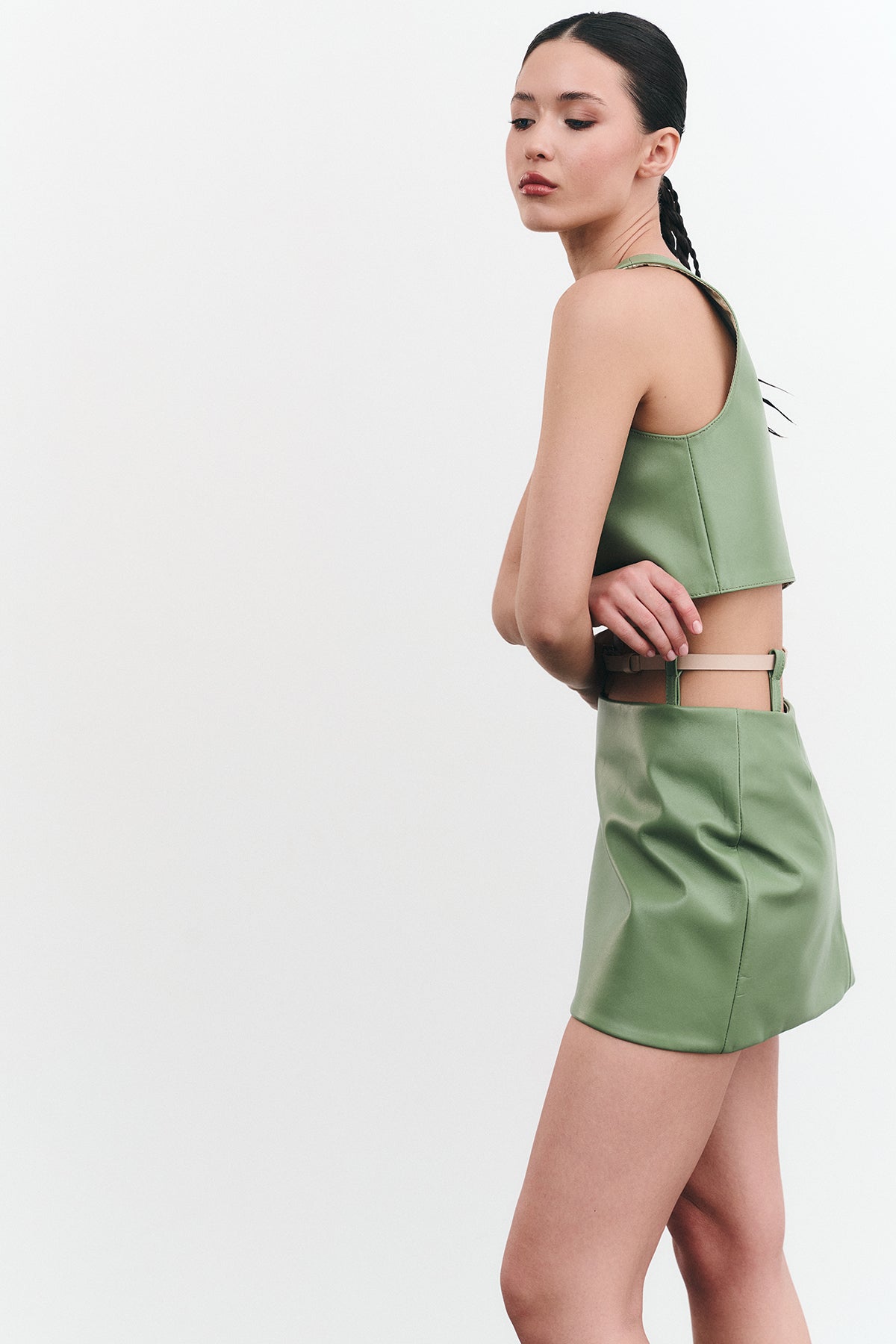 Skirt THEA with Belt Green