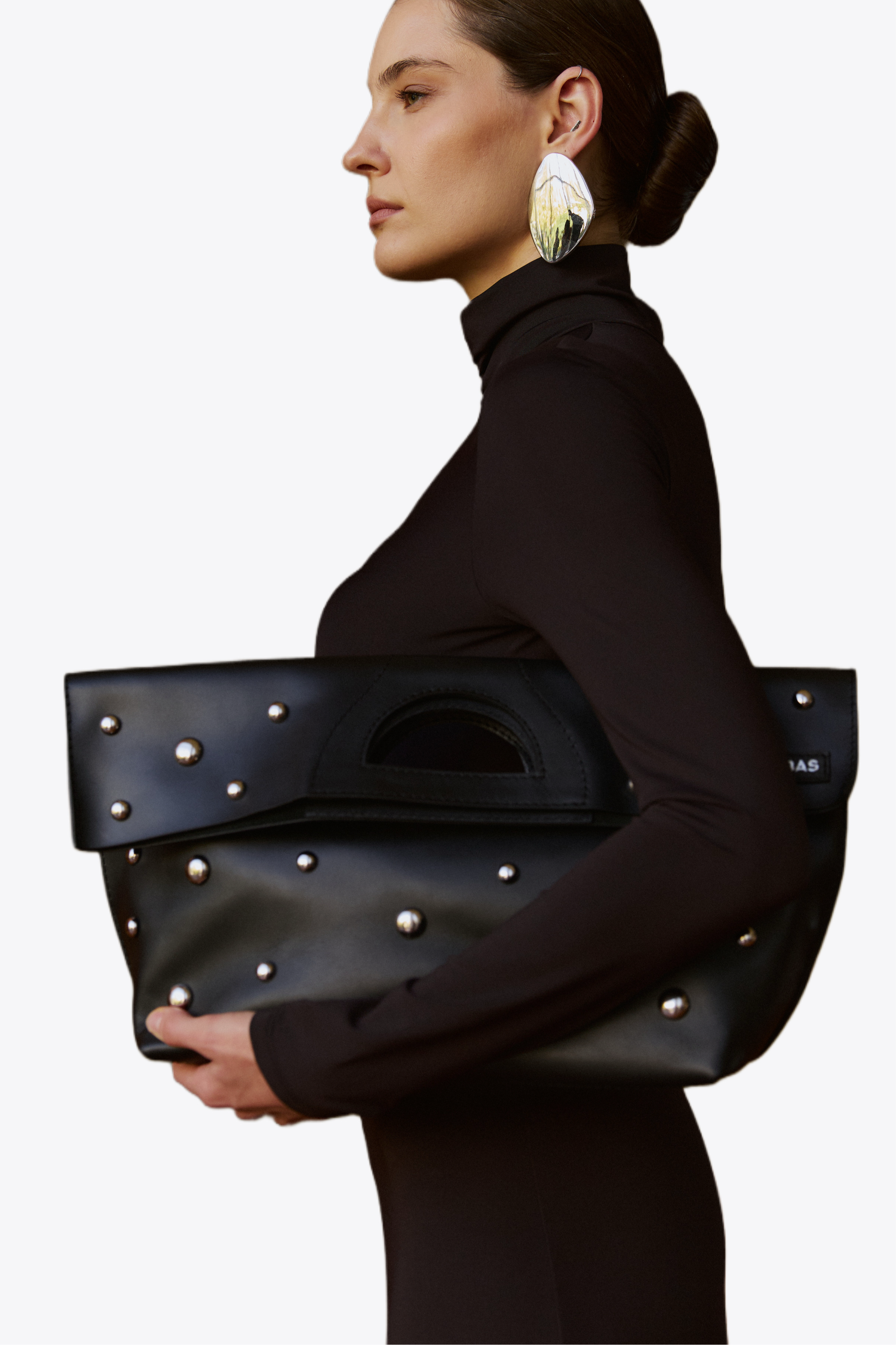 Bag Rignon Mini with Half-Sphere Metal Studs Black