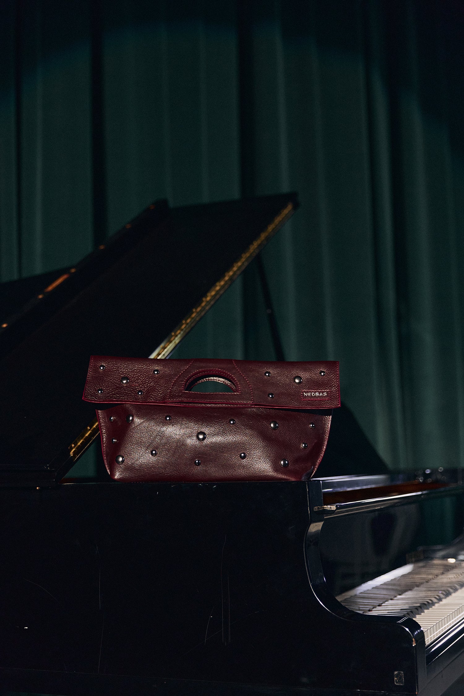 Bag Rignon Mini with Half-Sphere Metal Studs Marsala